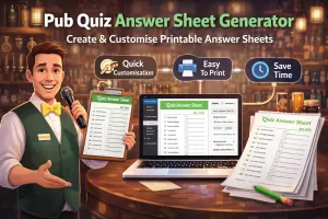 Pub Quiz Answer Sheets With FREE Customisation
